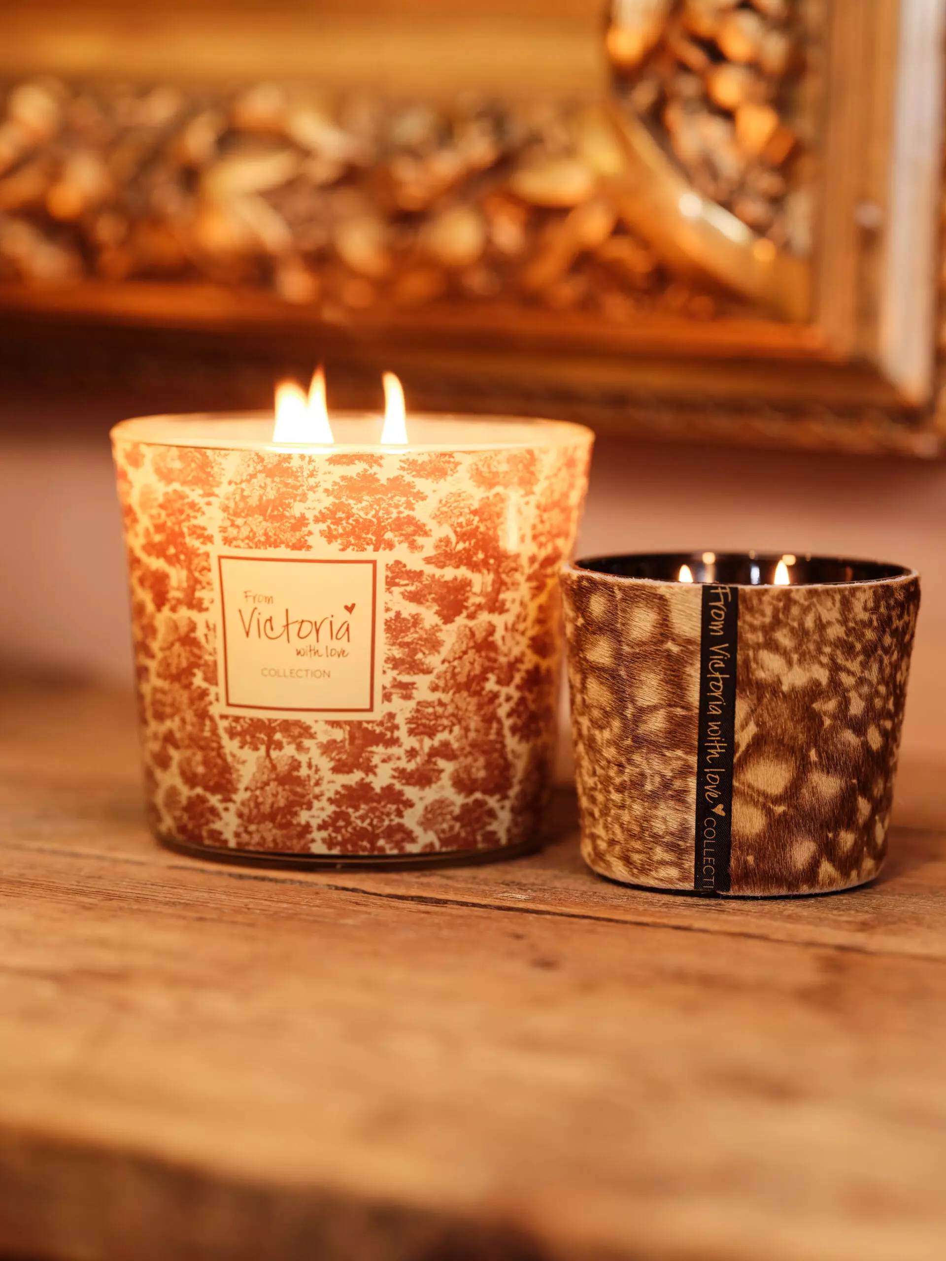 Victoria With Love Luxurious candles on mortex table